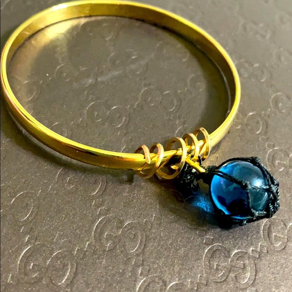 🖤MONET vintage Blue glass float ball bangle